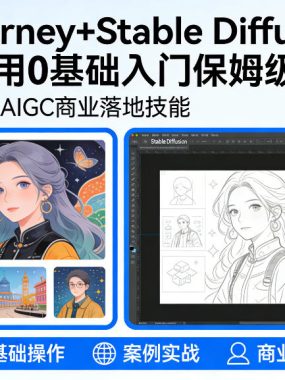 AIGC商业应用Midjourney+Stable Diffusion教程，0基础入门保姆级系列课