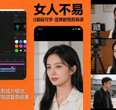 0基础可学！《女人不易》竖屏剧情剪辑课，从素材筛选到成片输出，手把手教你驾驭复杂故事
