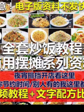 花式炒饭视频教程 泡菜蛋炒饭海鲜盖饭制作 特色小吃配方技术课程
