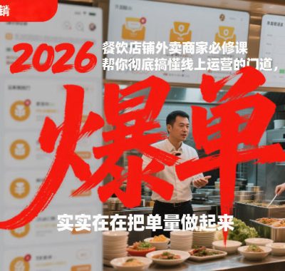 2026餐饮店铺外卖商家必修课，帮你彻底搞懂线上运营的门道，实实在在把单量做起来