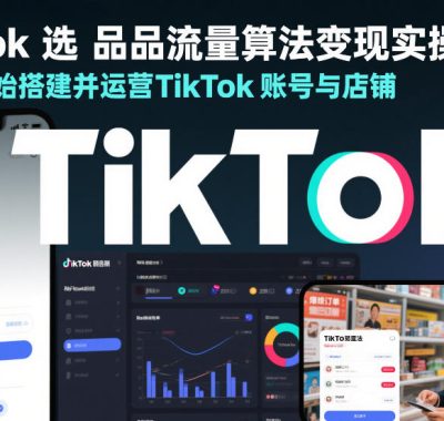 TikTok选品流量算法变现实操，从零开始搭建并运营TikTok账号与店铺