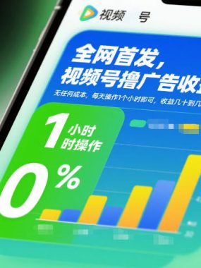全网首发，视频号撸广告收益，无任何成本，每天操作1个小时即可，收益几十到几张