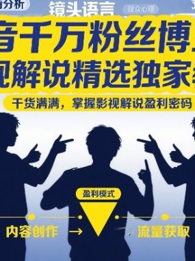 抖音千万粉丝博主的影视解说精选独家教学，干货满满，掌握影视解说盈利密码