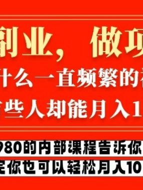价值3980的网创内部课程，告诉你互联网创业月入10个W的秘密【揭秘】
