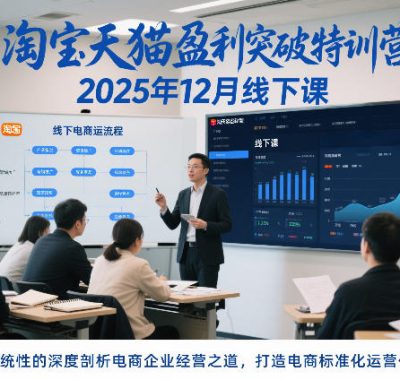淘宝天猫盈利突破特训营25年12月线下课，系统性的深度剖析电商企业经营之道，打造电商标准化运营体系