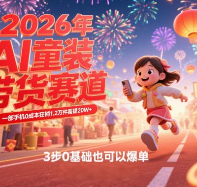AI童装新春带货赛道，一部手机0成本狂销1.2万件喜提20W+，3步0基础也可以爆单