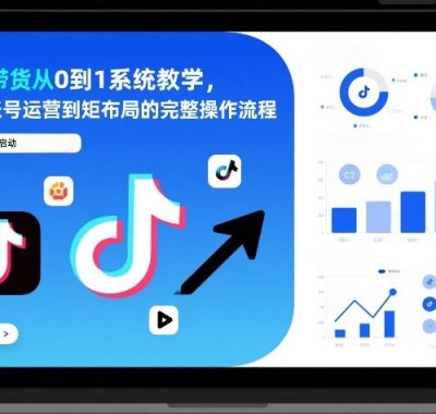 抖音带货从0到1系统教学，从单账号运营到矩阵布局的完整操作流程，实现低成本启动与高效带货