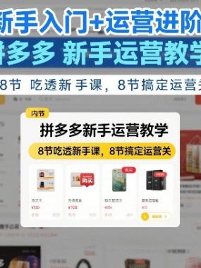 新手入门+运营进阶！拼多多新手运营教学，8节吃透新手课，8节搞定运营关
