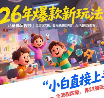 26年爆款新玩法，儿童科普AI视频，全流程实操，轻松做爆款内容，小白直接上手，附详细玩法教程