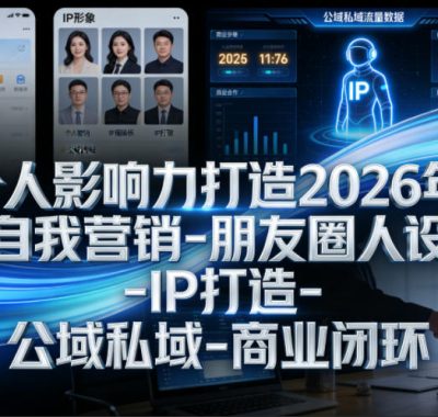 个人影响力打造2026年，自我营销-朋友圈人设-IP打造-公域私域-商业闭环
