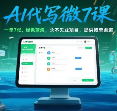 AI代写微课，一单7张，绿色蓝海，永不失业项目，提供接单渠道！