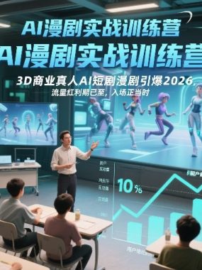 AI漫剧实战训练营，3D商业真人AI短剧漫剧引爆2026，流量红利期已至，入场正当时