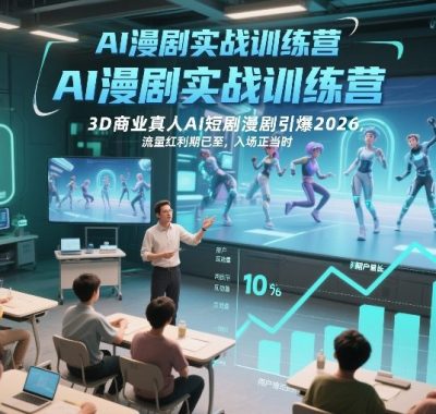 AI漫剧实战训练营，3D商业真人AI短剧漫剧引爆2026，流量红利期已至，入场正当时