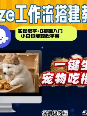 通过Coze工作流，制作宠物吃播视频，几分钟制作一个视频，从0到1演示搭建过程