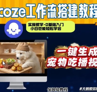 通过Coze工作流，制作宠物吃播视频，几分钟制作一个视频，从0到1演示搭建过程