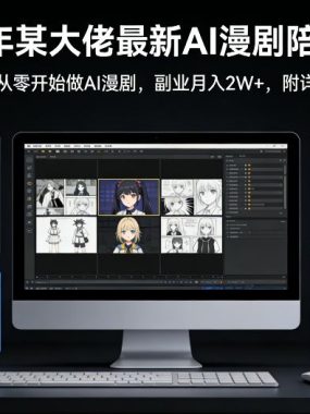 26年某大佬最新Ai漫剧陪跑课程，普通人从零开始做AI漫剧，副业月入2W+