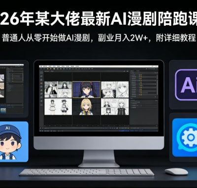 26年某大佬最新Ai漫剧陪跑课程，普通人从零开始做AI漫剧，副业月入2W+
