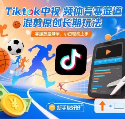Tiktok中视频体育赛道混剪原创长期玩法，靠播放量賺米，小白轻松上手