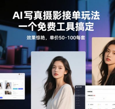 AI写真摄影接单玩法，一个免费工具搞定，效果惊艳，单价50-100每套