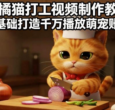 AI橘猫打工视频制作教学，流量狂飙，0基础打造千万播放萌宠账号