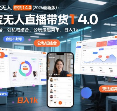 淘宝无人直播带货14.0（2026最新版）：合规不封号，公私域结合，玩法超简单，日入1k+【揭秘】