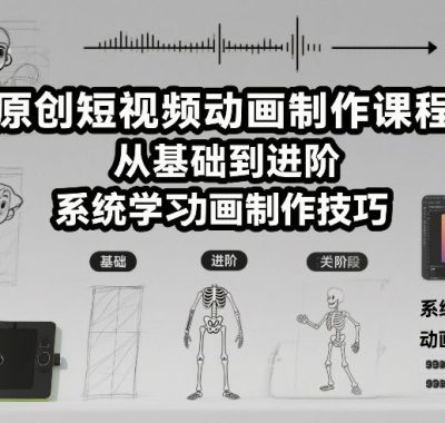原创短视频动画制作课程，从基础到进阶，系统学习动画制作技巧