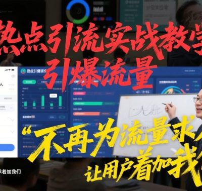 热点引流实战教学，引爆流量，不再为流量求人，轻松实现让用户求着加我们