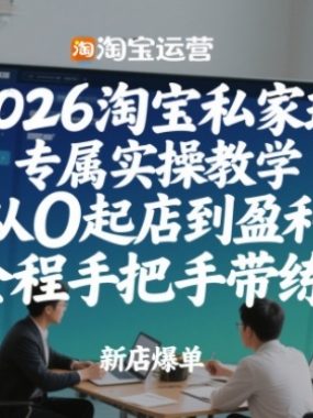 2026淘宝私家班：专属实操教学，从0起店到盈利，全程手把手带练