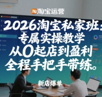 2026淘宝私家班：专属实操教学，从0起店到盈利，全程手把手带练