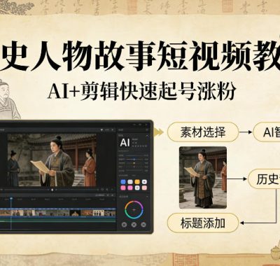 历史人物故事短视频教学，AI+剪辑制作历史人物题材短视频，快速起号涨粉