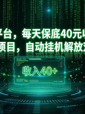 最新看广平台，每天保底30-4米，无脑项目，自动挂G解放双手【揭秘】