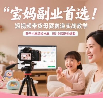 宝妈副业首选！短视频带货母婴赛道实战教学，新手也能轻松出单，碎片时间轻松增收