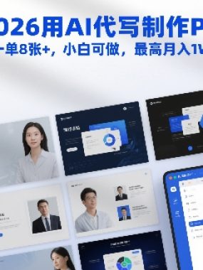 2026用AI代写制作PPT，一单8张+，小白可做，最高月入1W+