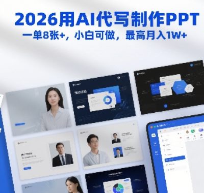 2026用AI代写制作PPT，一单8张+，小白可做，最高月入1W+