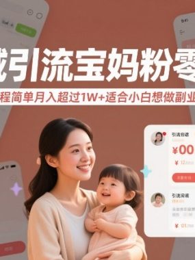 私域引流宝妈粉零成本流程简单月入超过1W+适合小白想做副业的