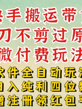 快手搬运带货，一刀不剪过原创，微付费玩法，软件全自动玩法，日入纯利四位数【揭秘】