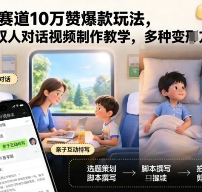 育儿赛道10万赞爆款玩法，育儿双人对话视频制作教学，多种变现方式