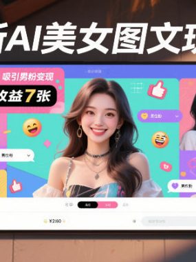 最新AI美女图文玩法，制作简单，吸引男粉变现，单天收益7张