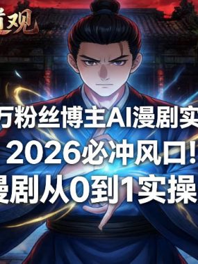 快手百万粉丝博主AI漫剧实战教学，2026必冲风口！AI漫剧从0到1实操指南