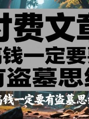 付费文章：搞钱一定要有盗墓思维