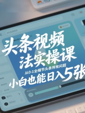 头条视频玩法实操课，从0-1全细节头条所有问题，小白也能日入5张