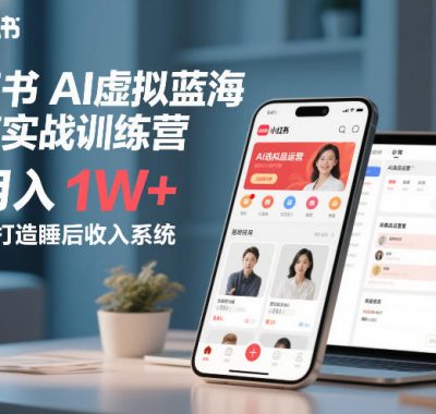 小红书AI虚拟蓝海电商实战训练营，单月入1W+，0基础打造睡后收入系统