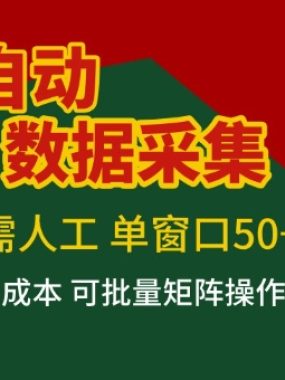 全自动数据采集项目，无需人工，单窗口可达50+收益，操作简单无难度，一个人也能轻松实现矩阵【揭秘】