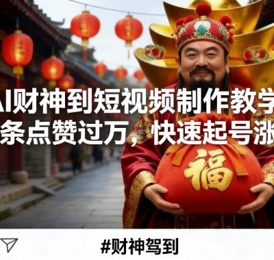AI财神到短视频制作教学，条条点赞过万，快速起号涨粉