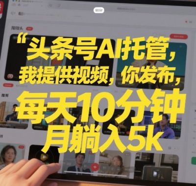 头条号AI托管，我提供视频，你发布，每天10分钟，月躺入5k+【揭秘】