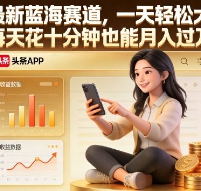 头条最新蓝海赛道，一天轻松大几张，每天花十分钟也能月入过1W【揭秘】