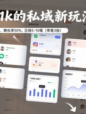 日入1k的私域新玩法：日引30+精准流，转化率50%，日销5-10笔（单笔3张）