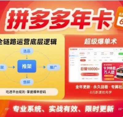 拼多多年卡，拼多多全链路运营底层逻辑，超级爆单术【更新26年1月】