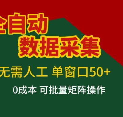 全自动数据采集，无需人工，单窗口50+，0成本可批量矩阵操作【揭秘】