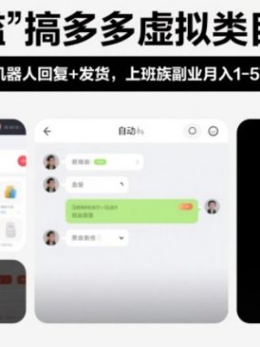 0门槛搞多多虚拟类目玩法！机器人回复+发货，上班族副业月入1-5W【揭秘】